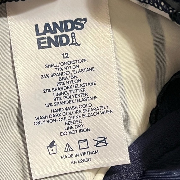 Lands End square neck tankini top size 12 - Picture 8 of 9